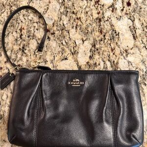 Coach Black Leather Clutch Wristlet